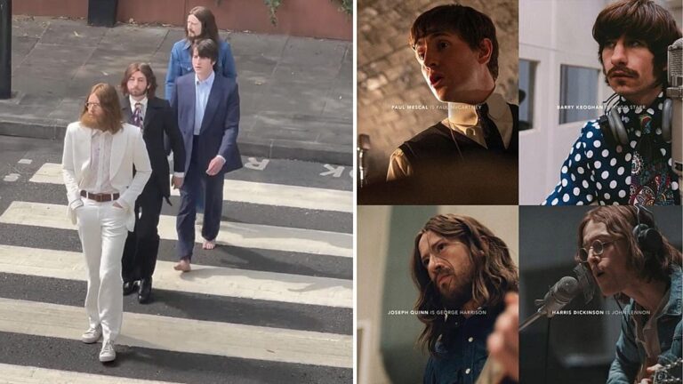 beatles biopic quartet mendes films recreate abbey road cover with all star cast fMFN43FQ