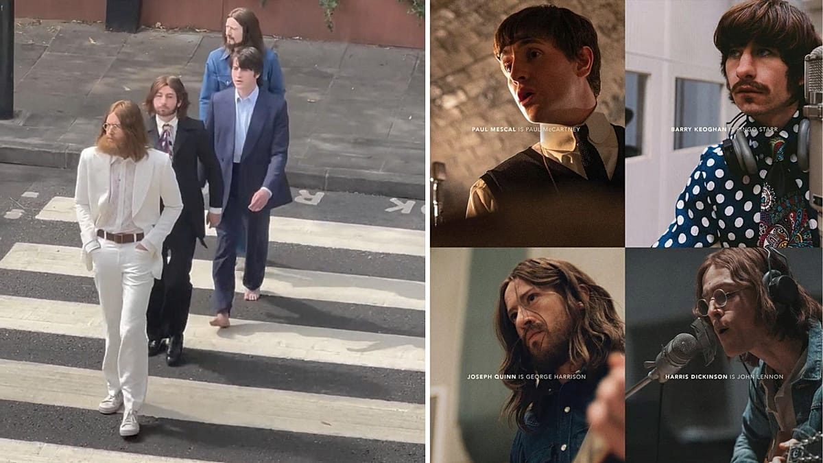 beatles biopic quartet mendes films recreate abbey road cover with all star cast fMFN43FQ
